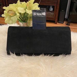 Perrin paris Limited clutch black suede/crocodile